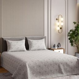haus & kinder Brown 300 TC King Bedsheet with 2 Pillow Covers-image-81