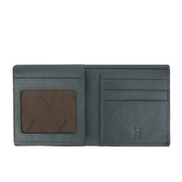 HIROSHI Green Textured Leather Bi-Fold Wallet image 4