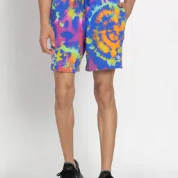 Adidas Originals Blue Cotton Regular Fit Tie - Dye Sports Shorts-image-84