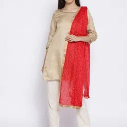 WEAVERS VILLA Red & Golden Embellished Dupatta-picture-19