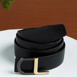 Carlton London Black Leather Textured Formal Belt for Men-picture-46