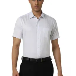 Van Heusen Blue Cotton Regular Fit Texture Shirt-picture-19