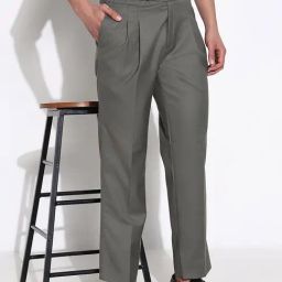 SHOWOFF Olive Regular Fit Solid Formal Trousers-image-57