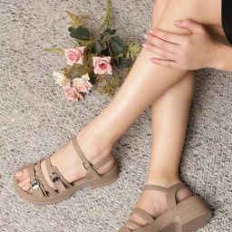 Truffle Collection Women's Khaki Ankle Strap Sandals-picture-2