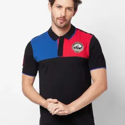 Giordano Black Slim Fit Colour Block Polo T-Shirt-image-29