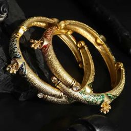 Priyaasi Multi-Color Ghungroo Gold Plated Set of 2 Bangle Set-5