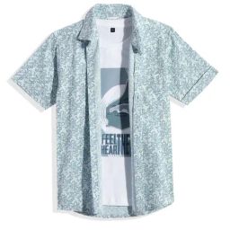 Cavio Boys Sky Blue Cotton Printed Comfort Fit Shirt-image-44