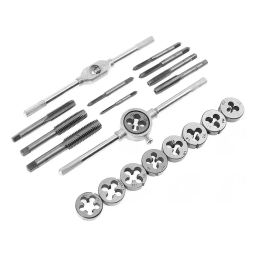 uptodateprouducts Tap and Die Set NC Screw Single Sided 1.6 to 12.7 mm (1/16 to 1/2 inch) Dia. Chrome Finish Alloy Steel (Set of 20 Pcs)-20