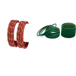 1ST TIME Women Pack Of 32 Artificial Stones & Beads Hand Decorated Glass Bangles-picture-31