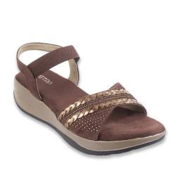 Metro Women's Brown Ankle Strap Wedges-image-73