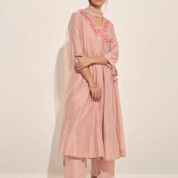 Vark by Westside Peach Anarkali Kurta, Inner, Palazzos and Dupatta Set-image-23
