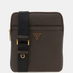 Guess Men Brown Solid PU Crossbody Bag-picture-24