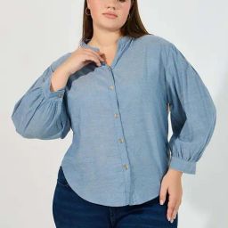 Styli Light Blue Cotton Regular Fit Shirt-picture-13