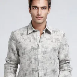 RARE RABBIT Men Comfort Opaque Printed Casual Shirt-picture-1