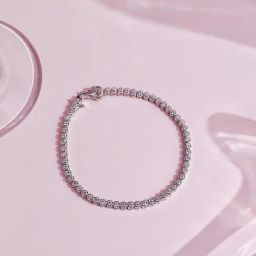 Curio Cottage 925 Silver Dainty Tennis Zirconia Studded Sterling Pull Chain Bracelet-13