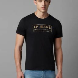 Louis Philippe Black Cotton Slim Fit Printed T-Shirt-picture-42