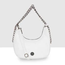 Esbeda White Solid Medium Hobo Handbag-image-47