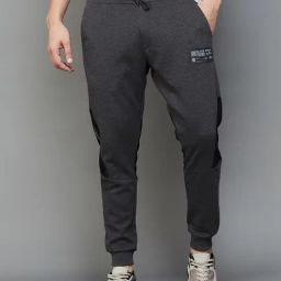 BOSSINI Anthra Melange Relaxed Fit Colour Block Joggers-image-45