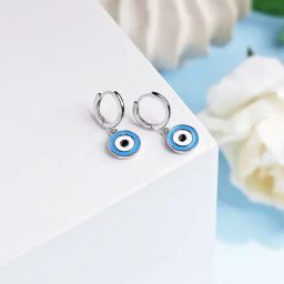 Curio Cottage 925 Silver Evil Eye Charms Drop Earrings for Women-23