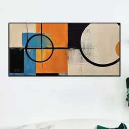 Art Street Black & Orange Shape Large Panel Wall Art Print-4