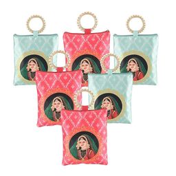 Kuber Industries Set Of 6 Maharani Printed Silk Clutches With Zip & Handle-image-31