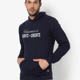 Campus Sutra Blue Cotton Regular Fit Printed Hooded Sweatshirt-image-32