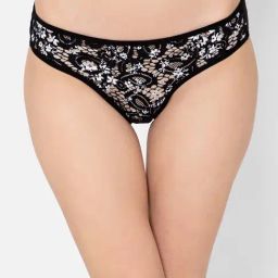 Clovia Black Lace Work Bikini Panty-image-93