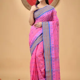 DESH BIDESH Woven Design Pure Cotton Taant Saree-image-90