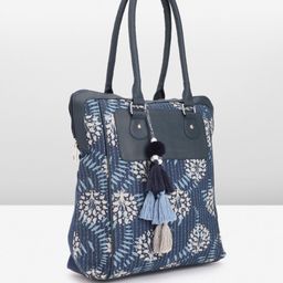 Anouk Floral Printed Structured Tote Bag with Tasselled image 3