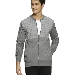 Campus Sutra Grey Regular Fit Checks Jacket-image-74