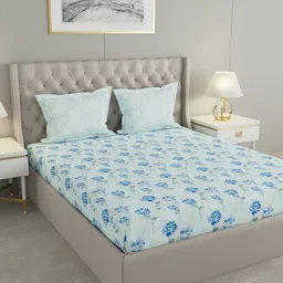 Raymond Home Blue & Green Cotton 110 TC Queen Bedsheet Set 2.74 m x 2.74 m-image-96