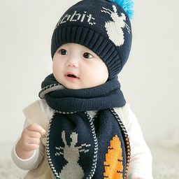 SYGA Knit Warm Beanie Cap and Scarf Set Blue - Diameter 38 cm-image-87