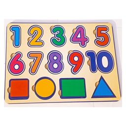 Fingo Brain Wooden Board Puzzle (Numbers & Shapes) Multicolour - 14 Pieces-17