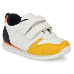 TUSKEY Round Toe Double Velcro Closure Color Block Shoes - Yellow & White-image-6