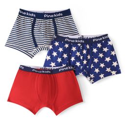 Pine Kids Cotton Spandex Knit Striped Briefs Pack of 3 - Blue & Red-image-63