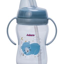 Adore SPARRO Soft Straw Sipper with Dust Free Cap and Twin Handle 270ml- Blue-11