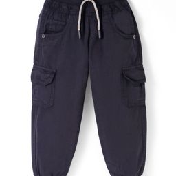 Olio Kids Cotton Woven Full LengthTrouser with Cargo Pockets - Black-picture-29