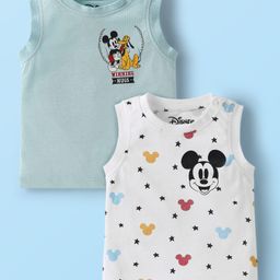 Babyoye Disney Single Jersey Knit Sleeveless Vests With Mickey Mouse Graphics Pack Of 2 - White & Grey-14