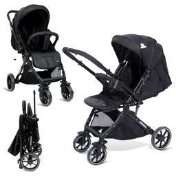 Infantso Glide X Baby stroller / Pram for new born, kids with Safety Harness Belt, Large Storage Basket, Reversible Handle, Folding with one hand, Shock Absorption Wheels, Lightweight Baby Stroller for 0 to 3 Years (Black)-16