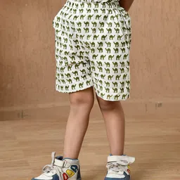 MoMaa Pure Cotton Camel Motifs Printed Shorts - Dark Green-picture-9