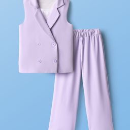 Pine Kids Knit Sleeveless Solid Colour 3 Piece Party Suit - Purple-picture-14