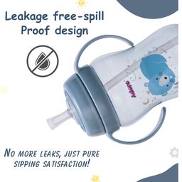 Adore SPARRO Soft Straw Sipper with Dust Free Cap and Twin Handle 270ml- Blue image 2