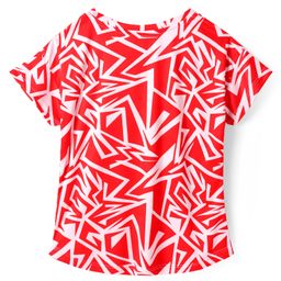 Pine Active Knit Half Sleeves T-Shirt With Abstract Print - Red & White image 2