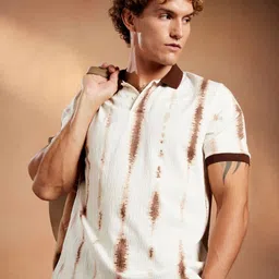 Campus Sutra Tie and Dye Polo Collar Cotton T-shirt-image-54