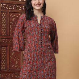 SUFIZA LIFESTYLE Women Floral Printed Mandarin Collar Cotton Kurti-image-71