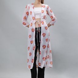 ETRAANA Women Printed Longline Tie-Up Shrug-56