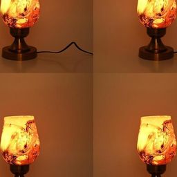 SOMIL Brown Set Of 4 Printed Glass Cylindrical Shaped Table Lamp-image-36
