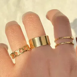 Jewels Galaxy Set Of 3 Gold-Plated Finger Ring-23