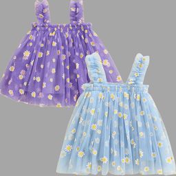 TotzTouch Floral Print Ruffled Net A-Line Dress-44