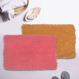 BIANCA Set Of 2 Solid Shaggy Non-Slip Bath Rugs image 1